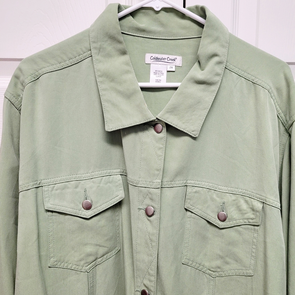 Coldwater Creek Sage Green Shirt Jacket - Picture 4 of 7